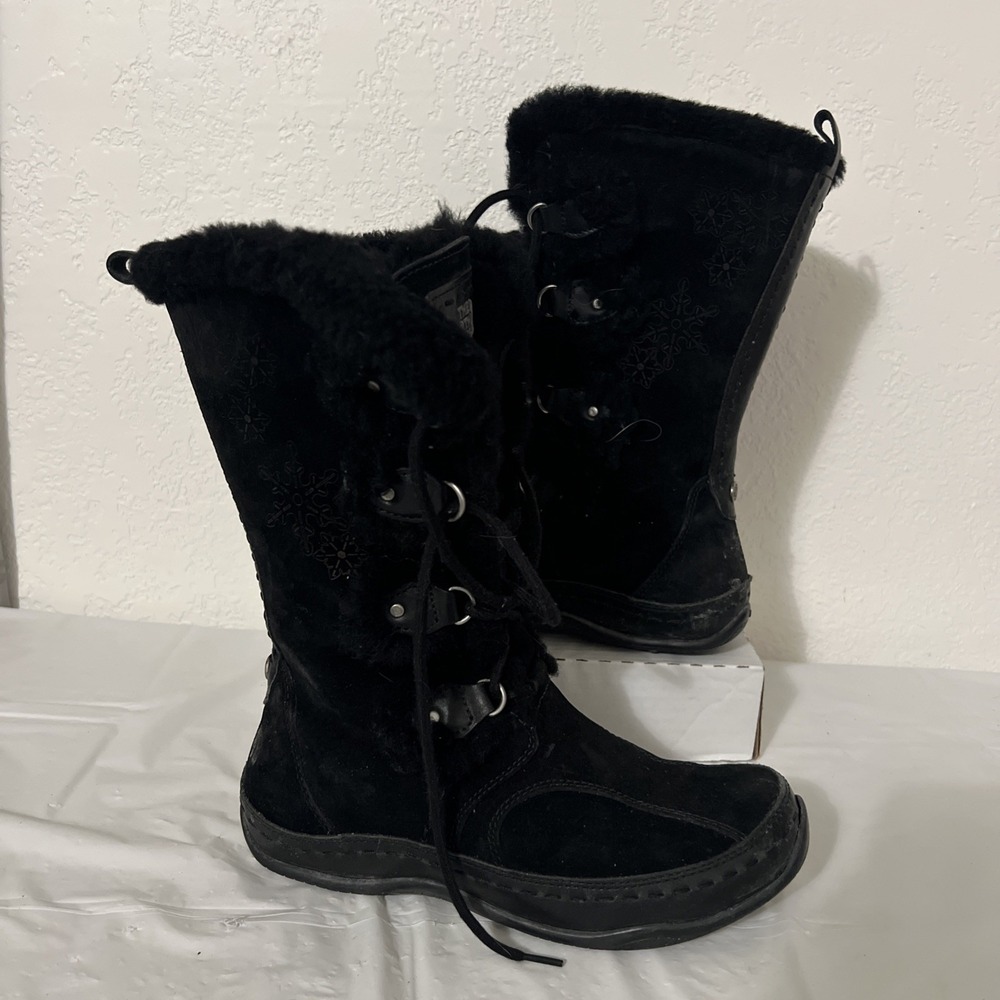 The North Face Abby II Insulated Winter Boot Womens Sz 7 Black Suede Waterproof